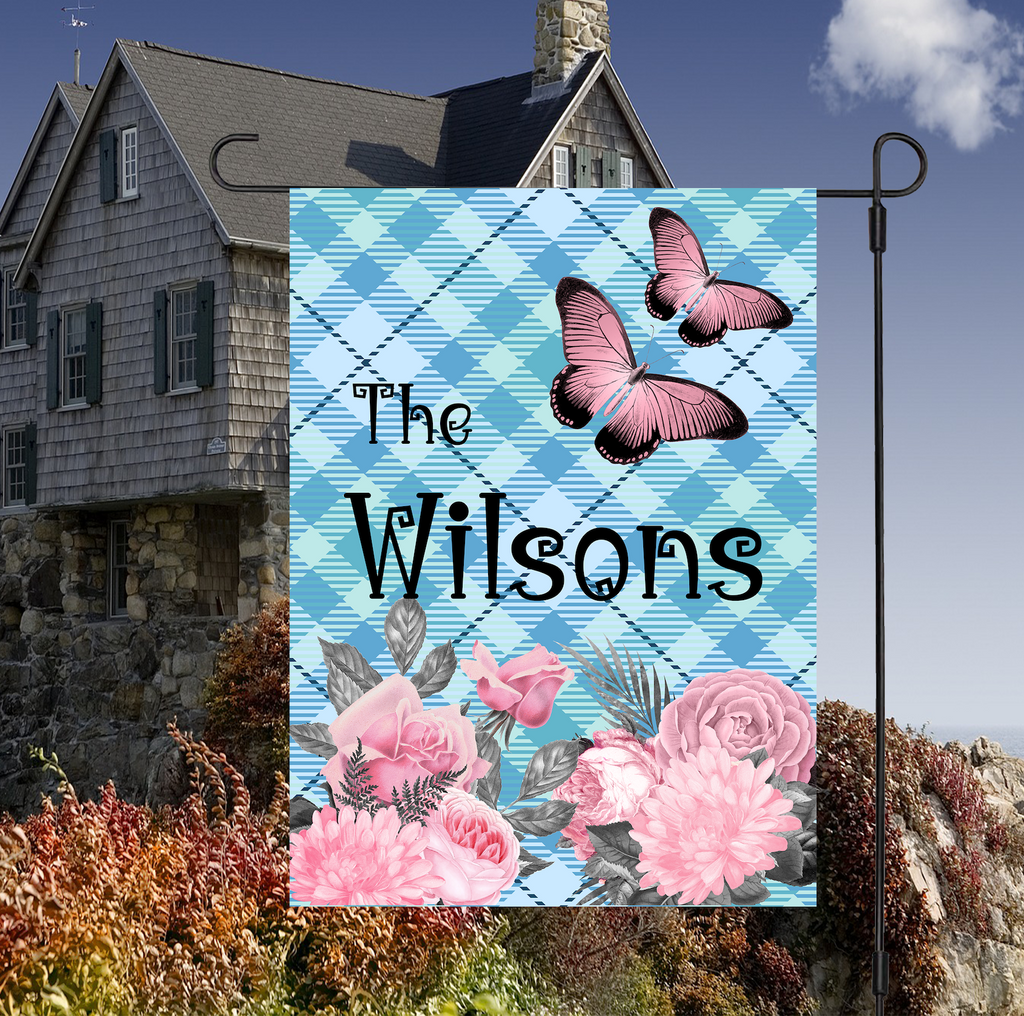 Custom GARDEN FLAGS | Welcome House Flag | Personalized Name | Double-Sided, UV Resistant Polyester | Pastel Pink Halloween