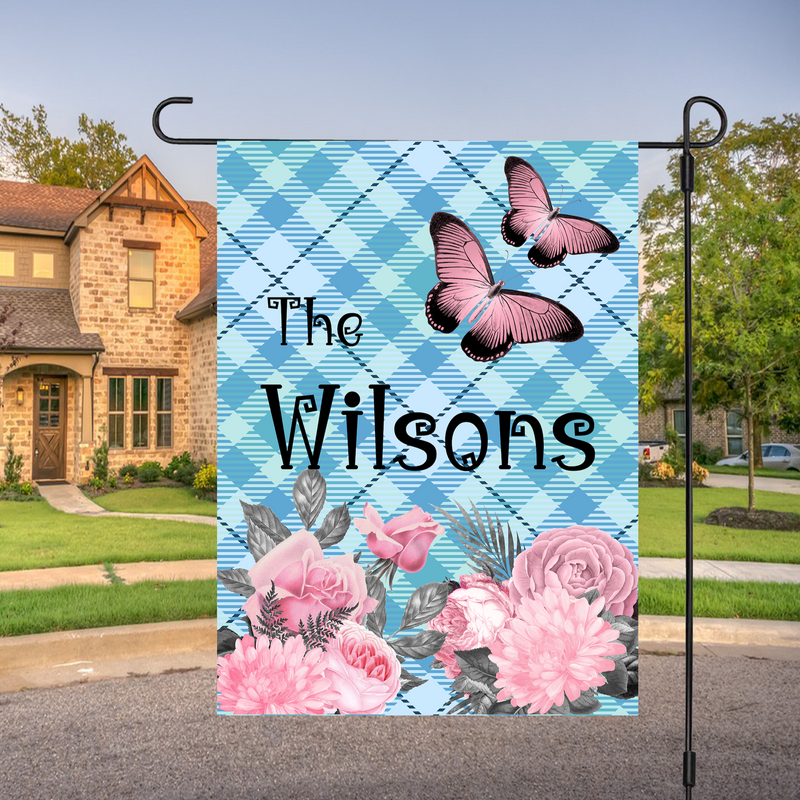 Personalized house flag, double-sided, UV-resistant, custom family name or message, outdoor decor