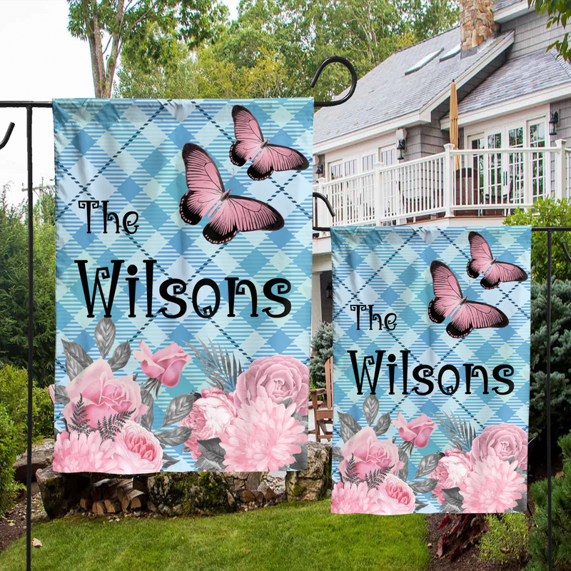 Personalized house flag, double-sided, UV-resistant, custom family name or message, outdoor decor