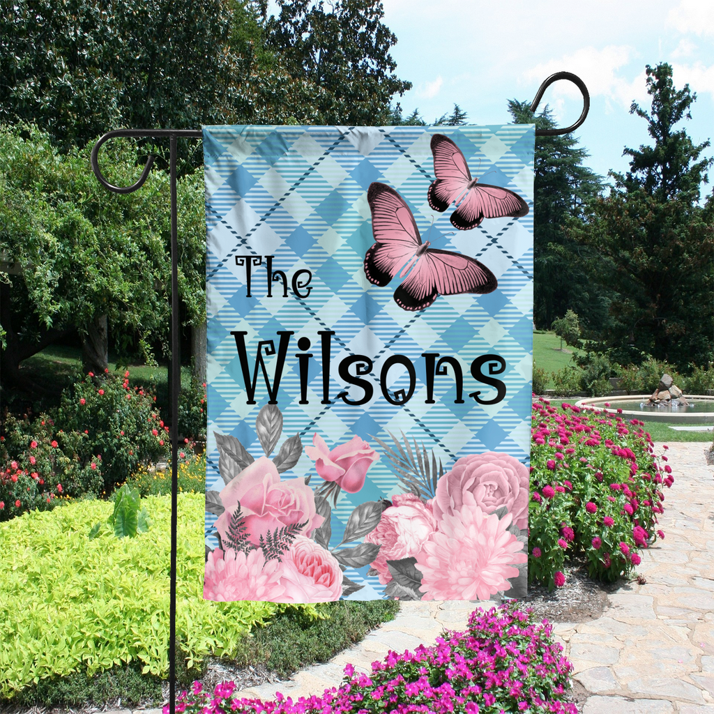 Custom GARDEN FLAGS | Welcome House Flag | Personalized Name | Double-Sided, UV Resistant Polyester | Pastel Pink Halloween