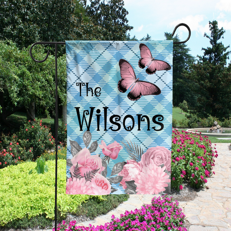 Personalized house flag, double-sided, UV-resistant, custom family name or message, outdoor decor