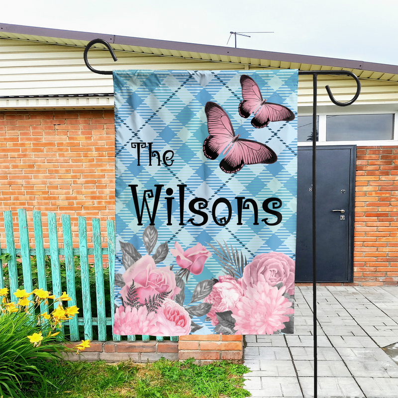 Personalized house flag, double-sided, UV-resistant, custom family name or message, outdoor decor