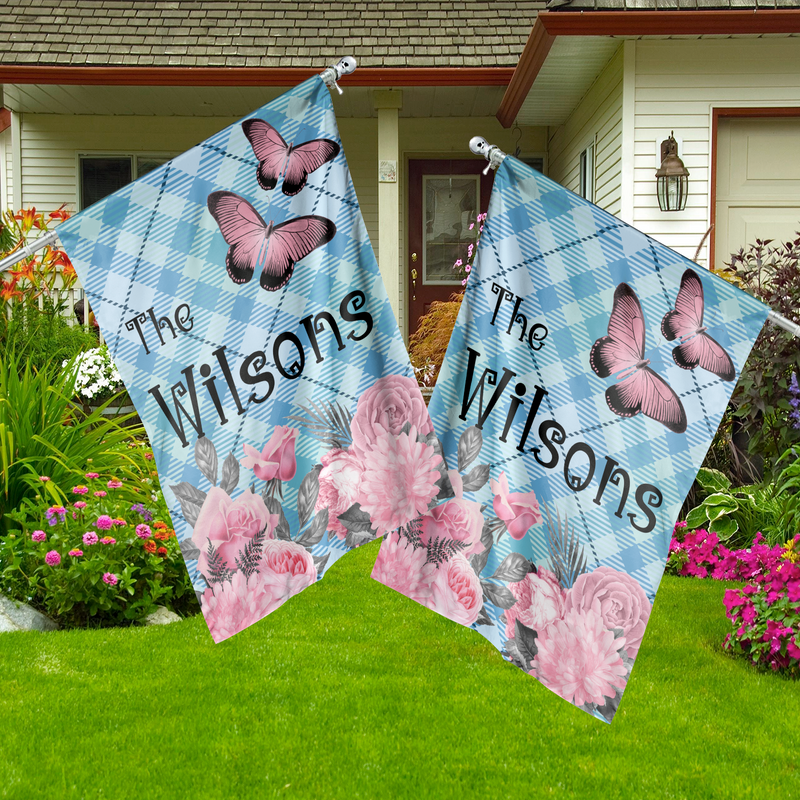 Personalized house flag, double-sided, UV-resistant, custom family name or message, outdoor decor