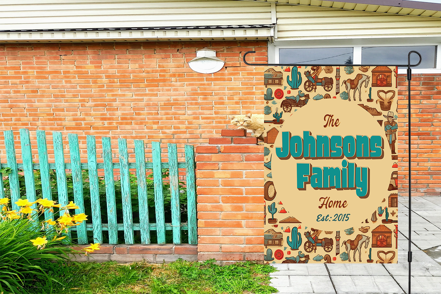 Custom HOUSE FLAGS | Welcome Garden Flag | Personalized Name | Double-Sided, UV Resistant Polyester | Wild West Village