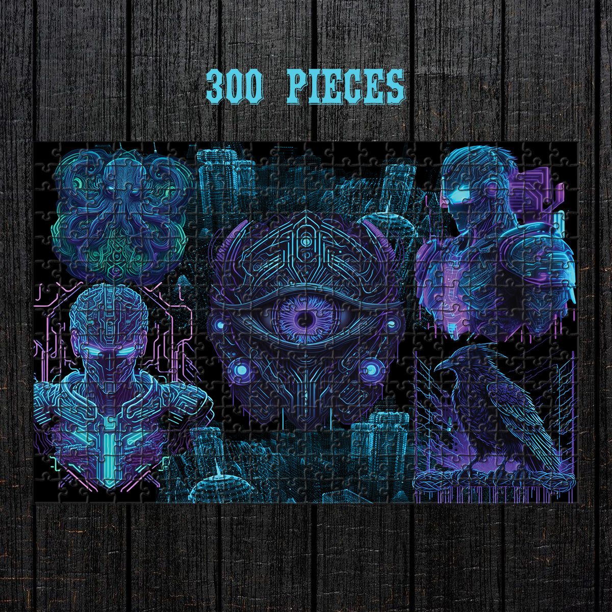 Wooden Jigsaw Puzzle Games for Adults and Teens | Cherished Fun Family time activity for Game nights | Cyber Punk