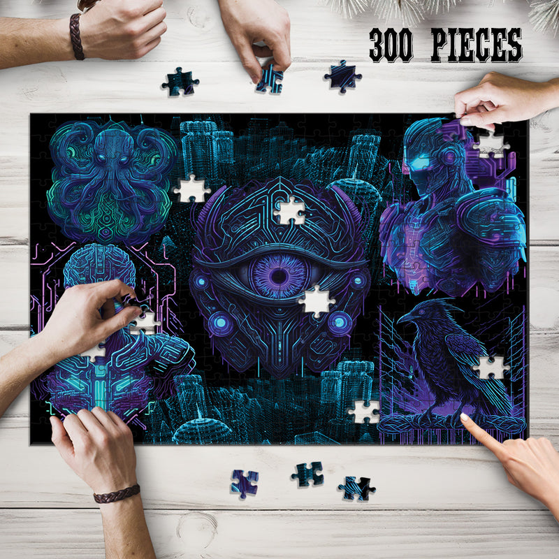 Wooden Jigsaw Puzzle Games for Adults and Teens | Cherished Fun Family time activity for Game nights | Cyber Punk