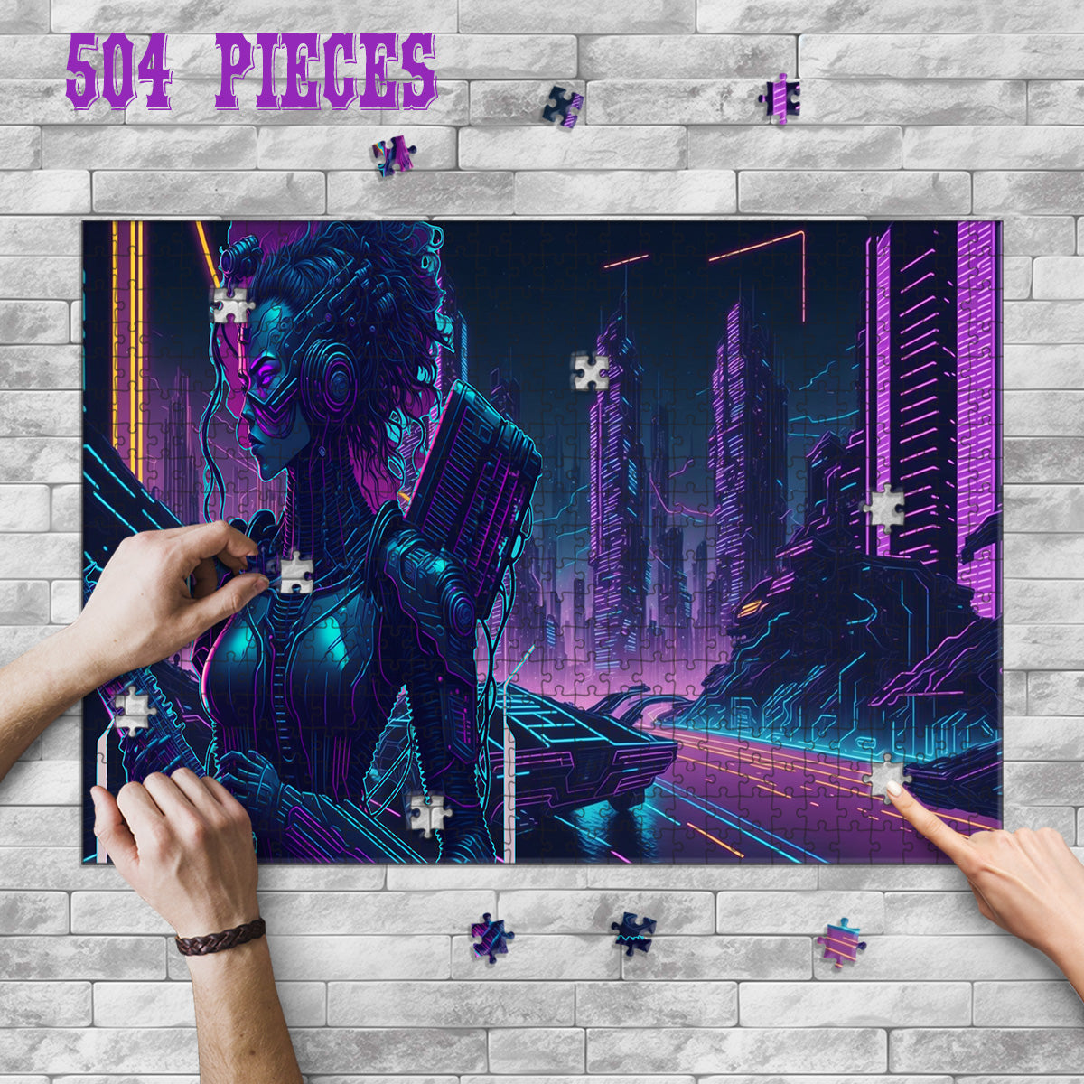 Rectangle Puzzles for All Ages – High-Quality, Durable, and Fun Jigsaw with Precision Laser-Cut Pieces | Cyber Punk - Cyborg musician