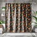 Day of the Dead animal pattern shower curtain with colorful skull characters