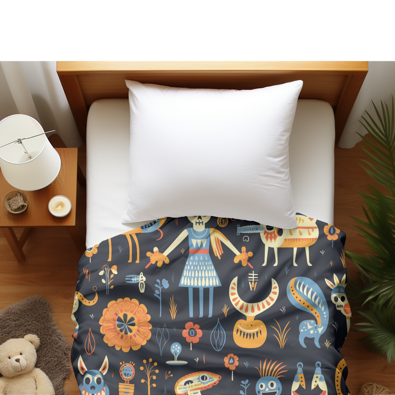 Duvet cover with matching Pillow cases | Luxury Bedding set | Twin, Queen, King Sizes | Day of the Dead Animals