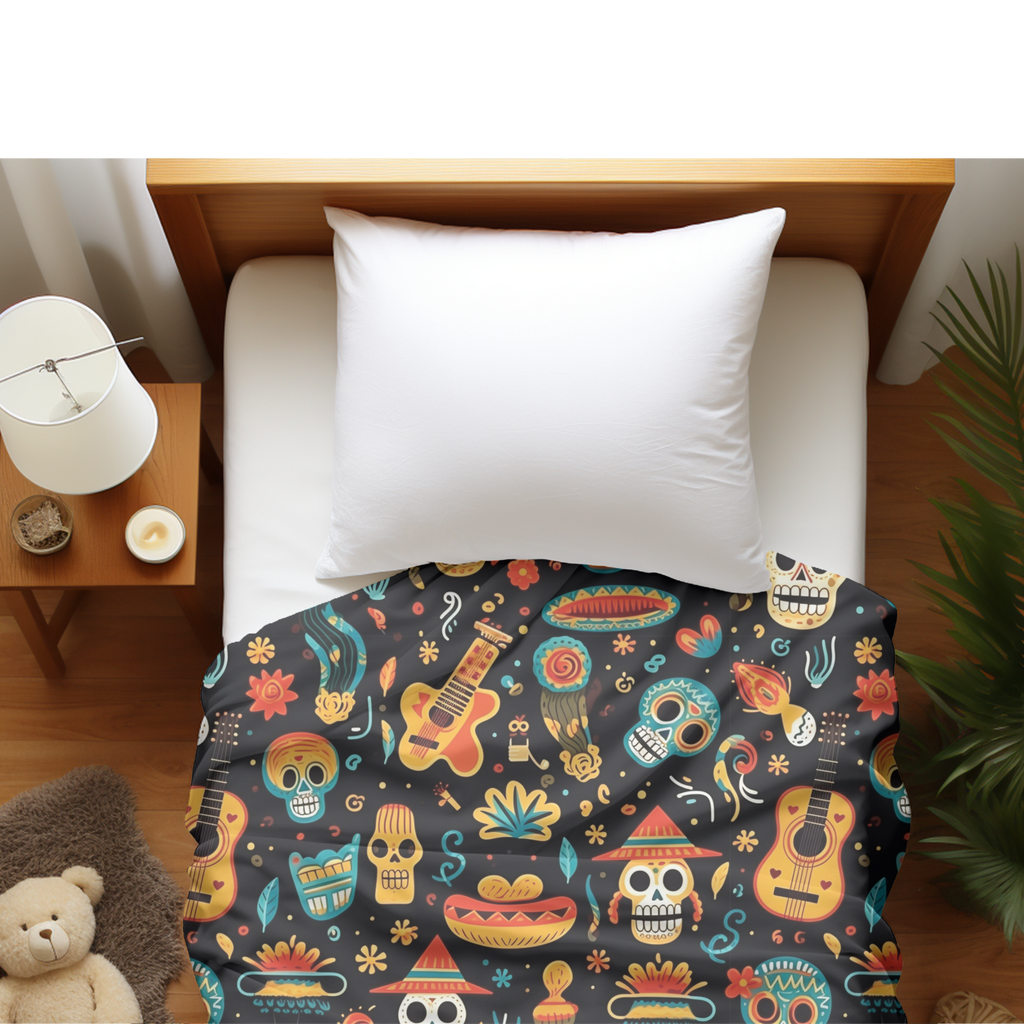 Duvet cover with matching Pillow cases | Luxury Bedding set | Twin, Queen, King Sizes | Day of the Dead Sugar Skulls