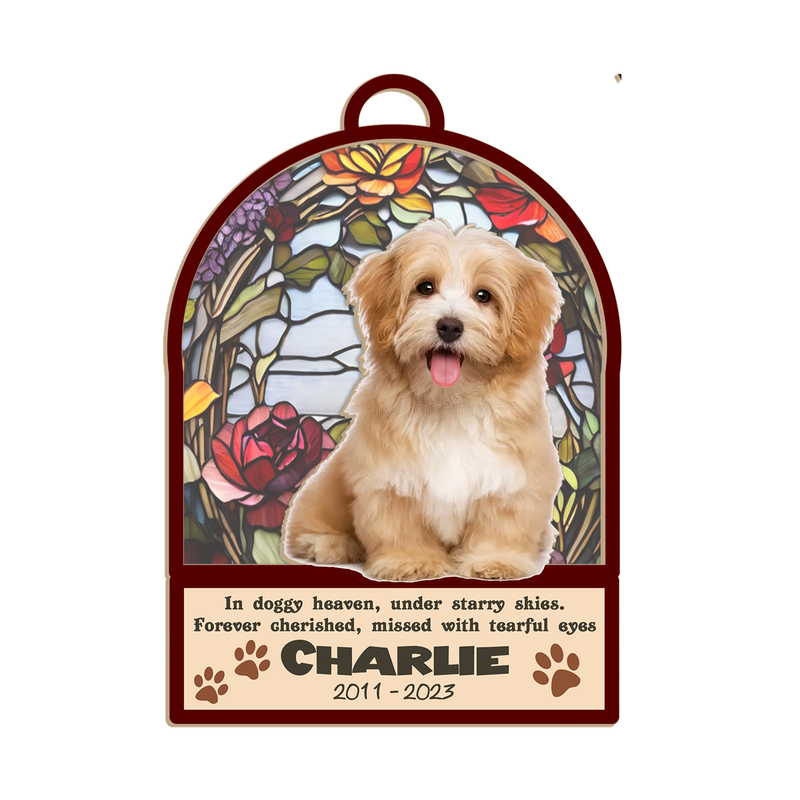 Custom Dog Name Memorial Suncatcher | Personalized Pet Sympathy Gift | Thoughtful Remembrance for Dog Lovers