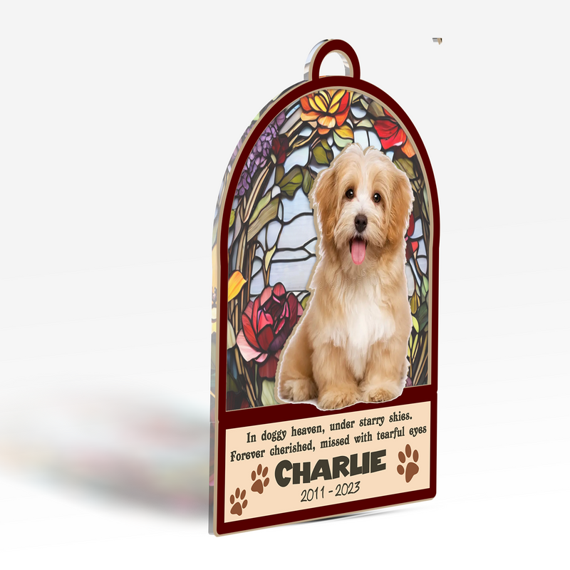 Custom Dog Name Memorial Suncatcher | Personalized Pet Sympathy Gift | Thoughtful Remembrance for Dog Lovers