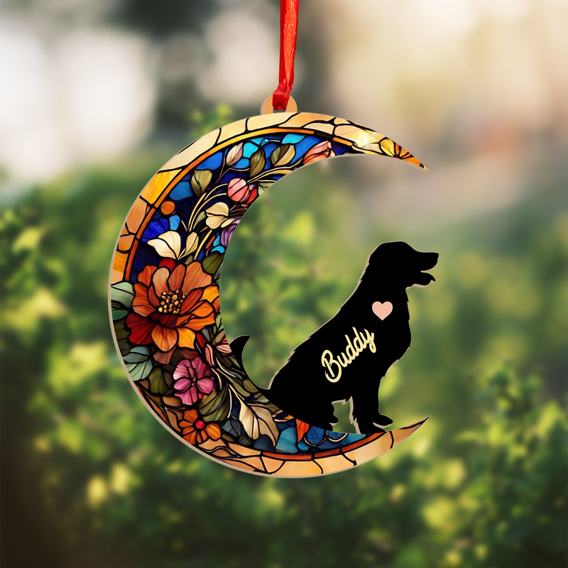 Dog Memorial Suncatcher | Cresent Pet Sympathy Gift | Thoughtful Remembrance for Dog Lovers