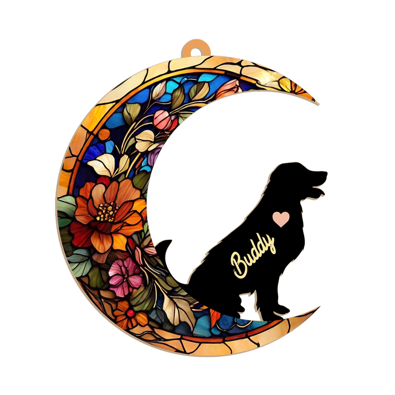 Dog Memorial Suncatcher | Cresent Pet Sympathy Gift | Thoughtful Remembrance for Dog Lovers