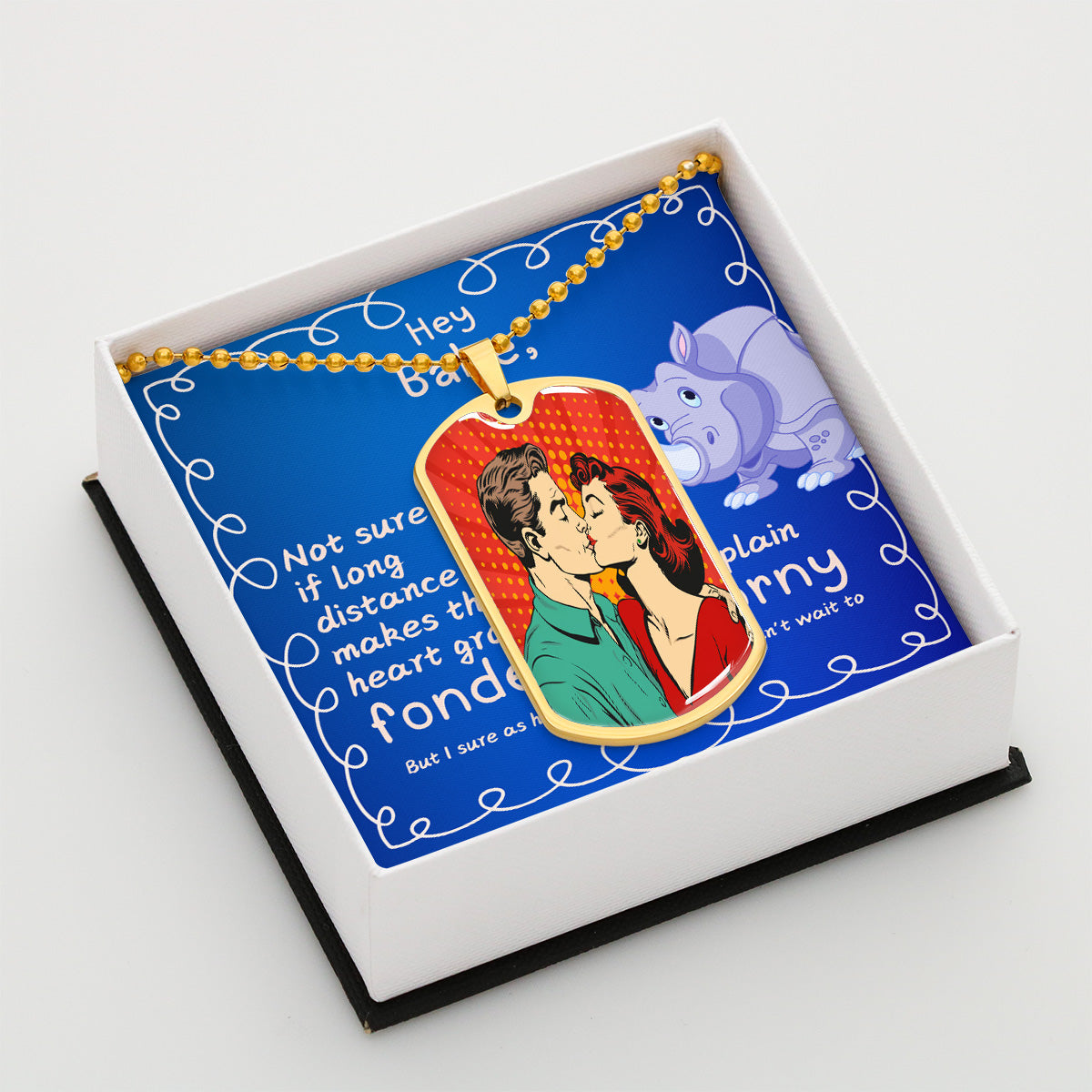 LDR Gift | Long Distance Relationship Gift for Him | Long Distance Love | Cute Funny Gift for Husband or Boyfriend - Fonder or Horny |  Personalized Dog Tag Necklace