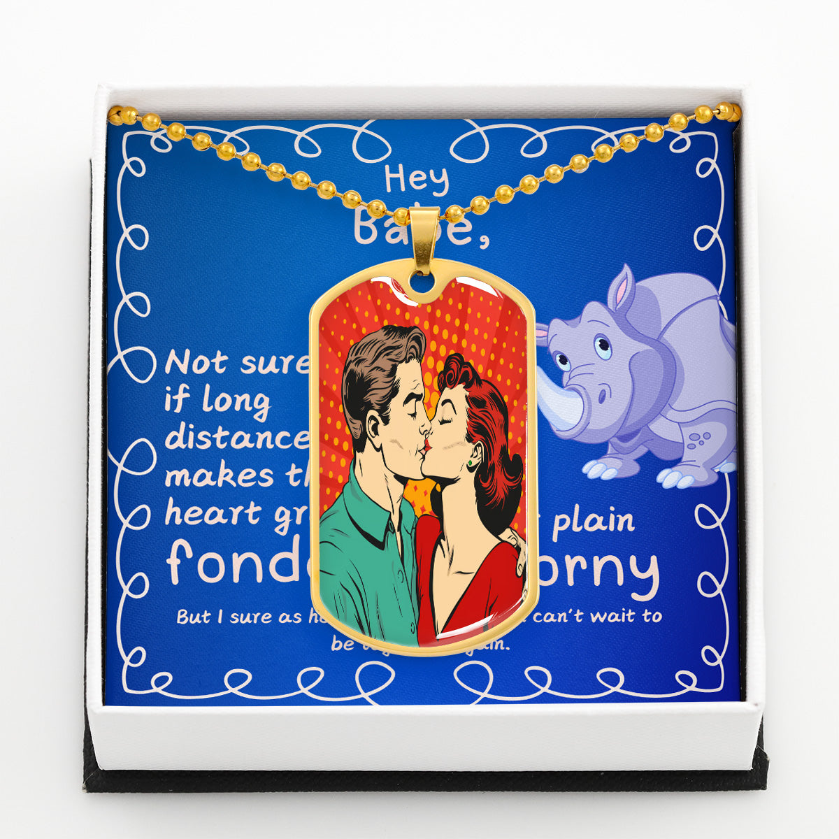 LDR Gift | Long Distance Relationship Gift for Him | Long Distance Love | Cute Funny Gift for Husband or Boyfriend - Fonder or Horny |  Personalized Dog Tag Necklace