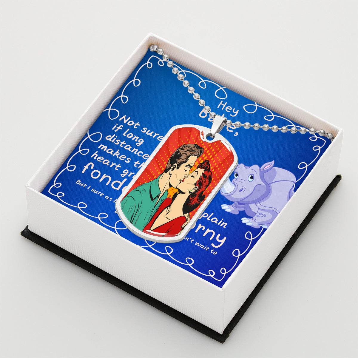 LDR Gift | Long Distance Relationship Gift for Him | Long Distance Love | Cute Funny Gift for Husband or Boyfriend - Fonder or Horny |  Personalized Dog Tag Necklace