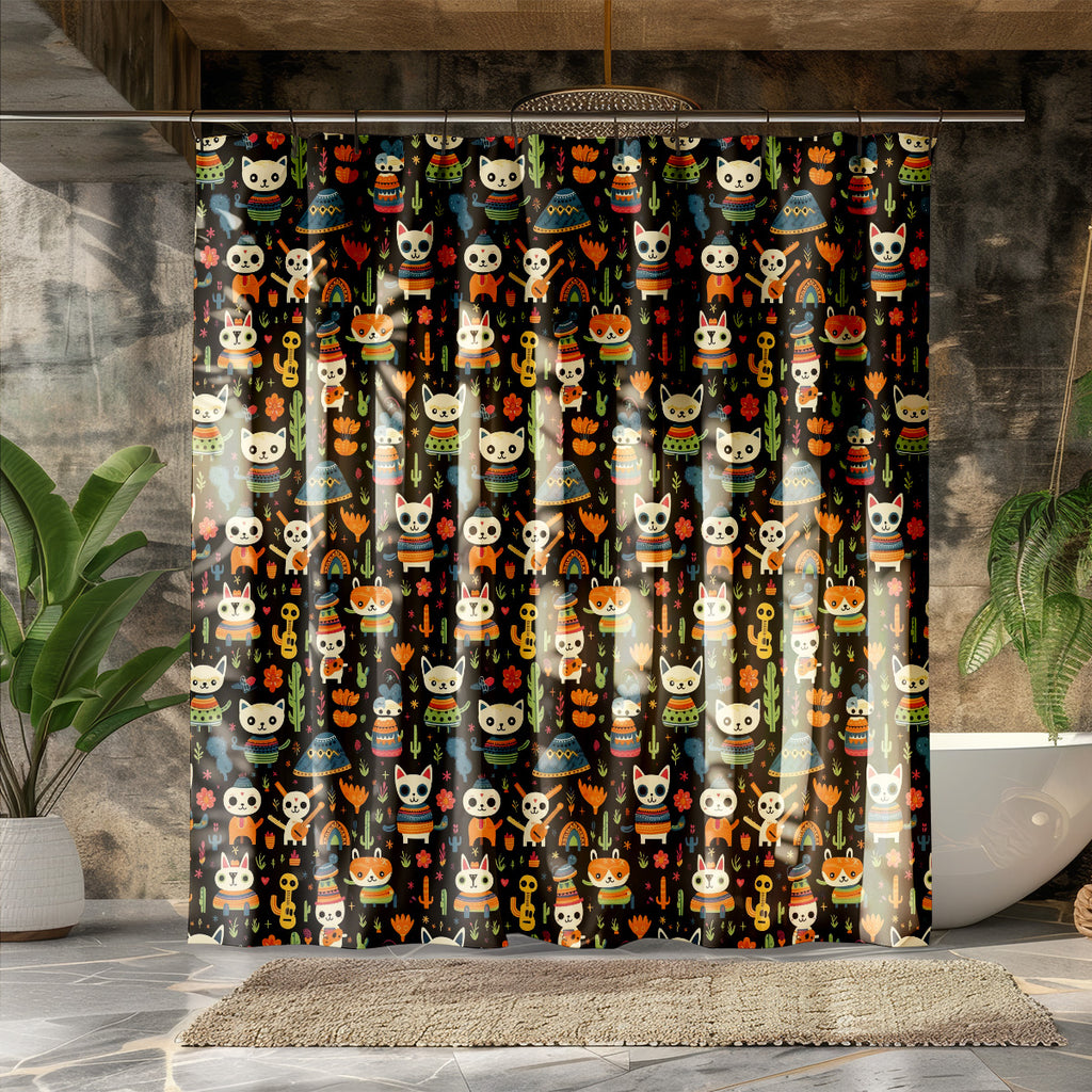 day of the dead animal shower curtain styled bathroom display