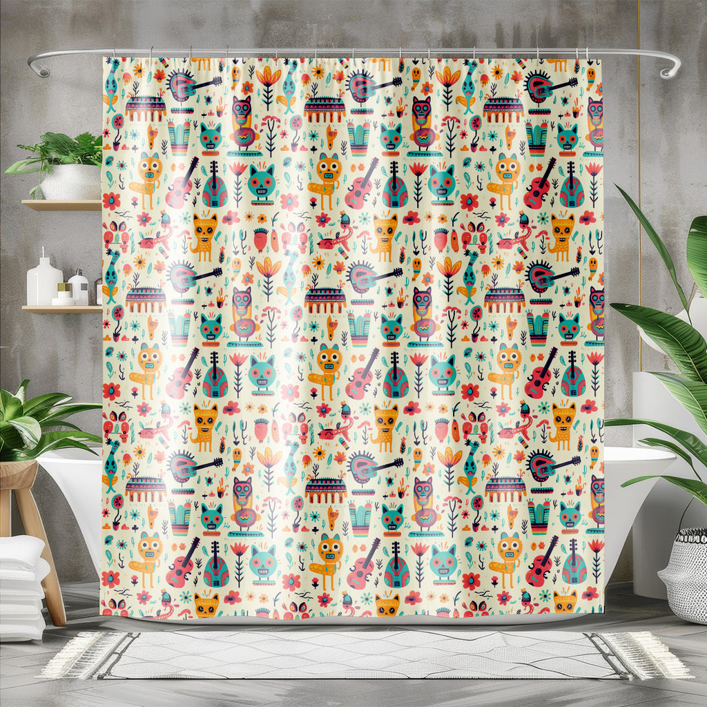 mexican animal shower curtain product mockup