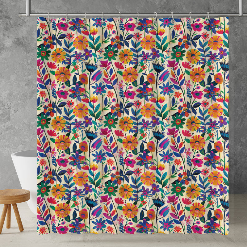 Frida Kahlo’s Pretty Flowers Shower Curtain | Lightweight 100% Polyester, Water and Mildew Resistant, Multiple sizes with Hooks