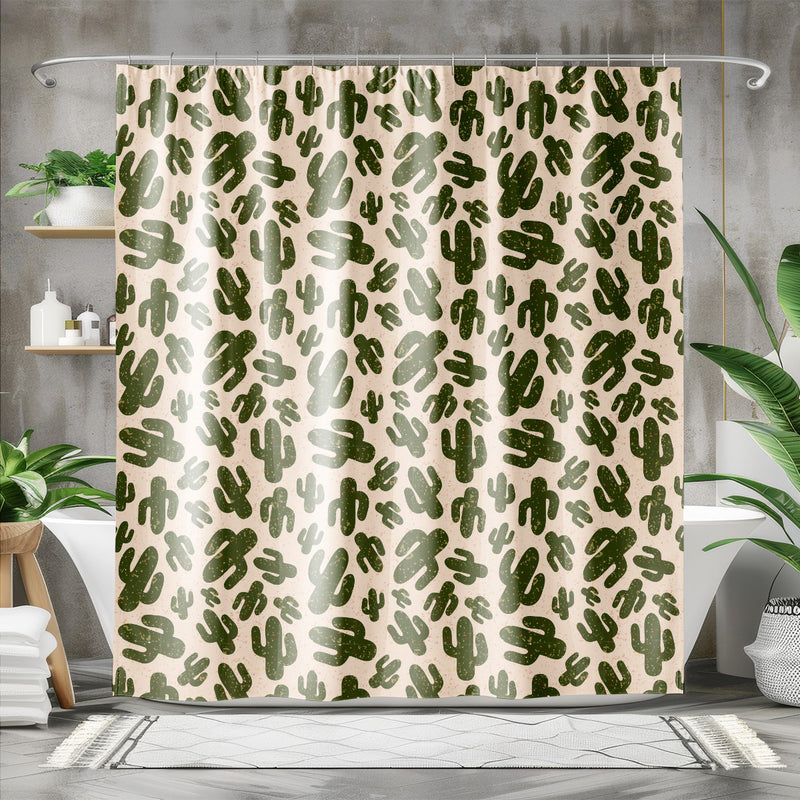 Rustic Mexican Cactus Shower Curtain | Lightweight 100% Polyester, Water and Mildew Resistant, Multiple sizes with Hooks