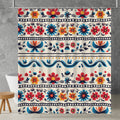 traditional mexican floral shower curtain product mockup