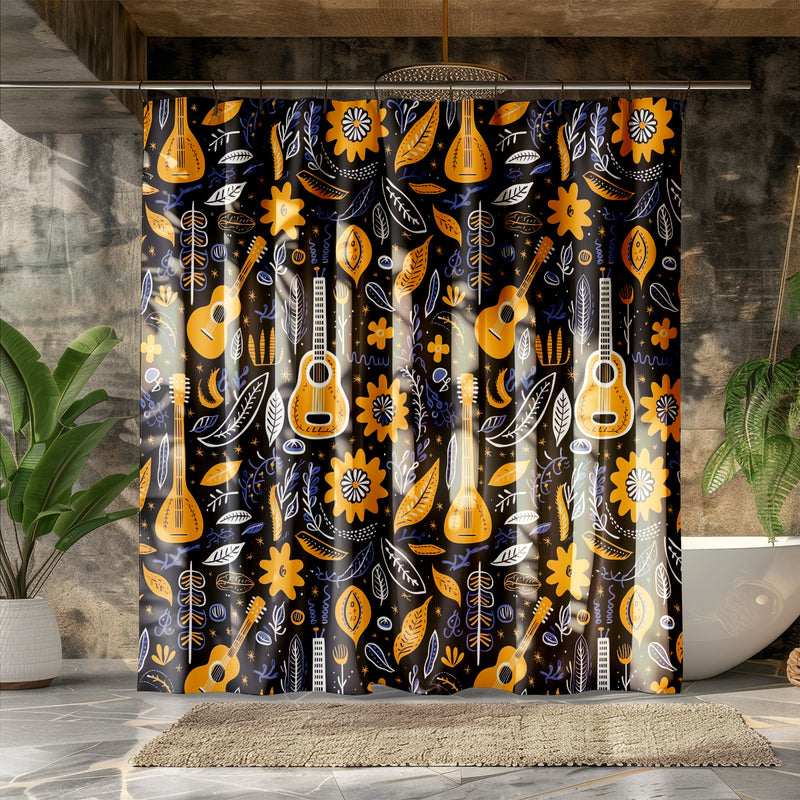 Vibrant Cinco de Mayo art Shower Curtain | Lightweight 100% Polyester, Water and Mildew Resistant, Multiple sizes with Hooks