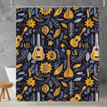 mexican guitar shower curtain close-up pattern