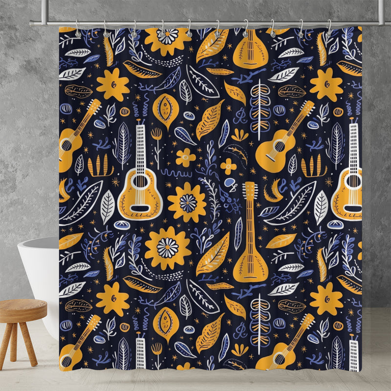 Vibrant Cinco de Mayo art Shower Curtain | Lightweight 100% Polyester, Water and Mildew Resistant, Multiple sizes with Hooks