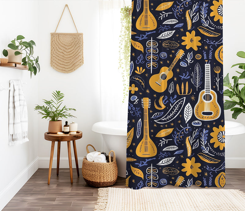 Vibrant Cinco de Mayo art Shower Curtain | Lightweight 100% Polyester, Water and Mildew Resistant, Multiple sizes with Hooks