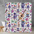 watercolor skull shower curtain product mockup