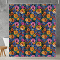 midnight wildflower shower curtain close-up pattern