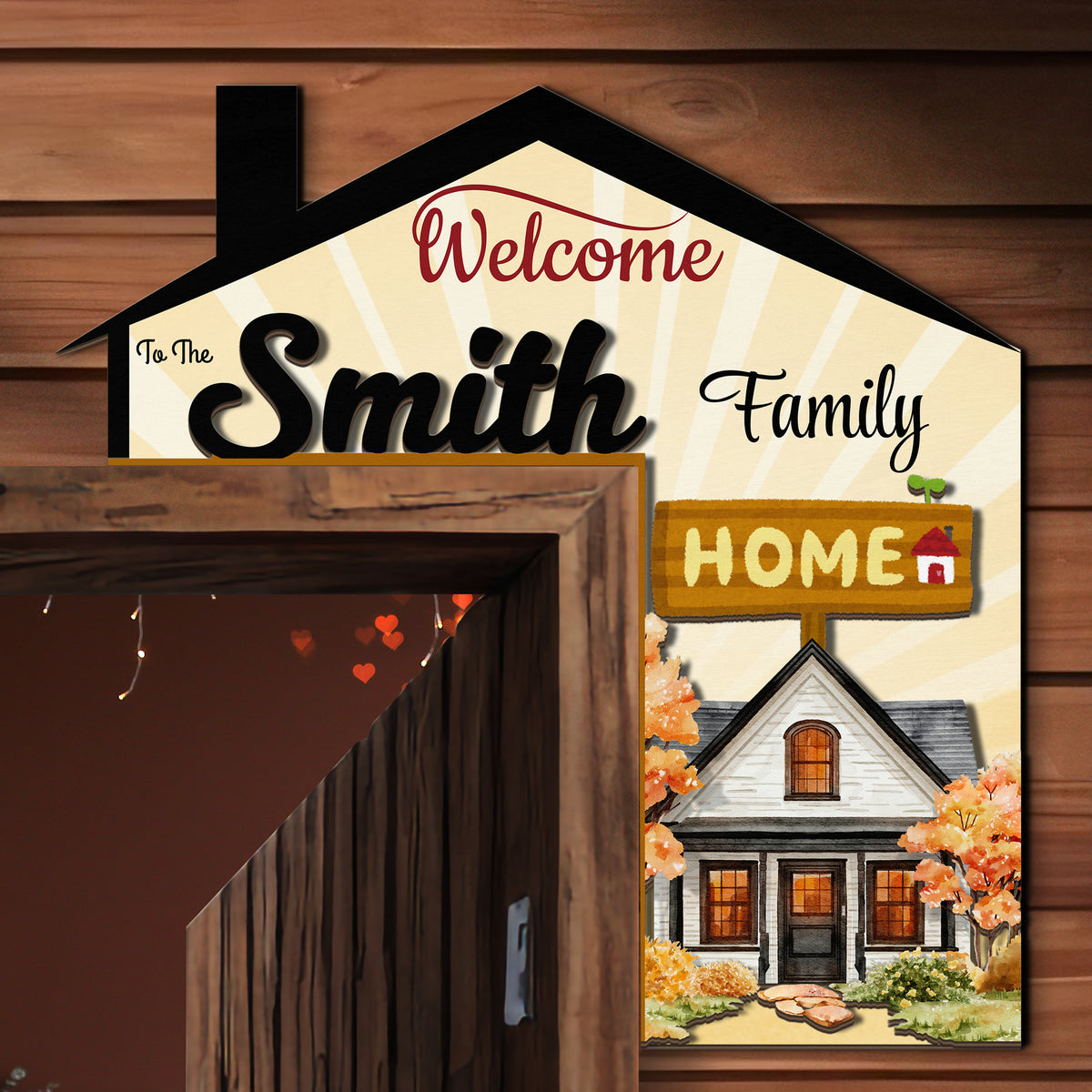 PERSONALIZED Wooden Door Corner | CUSTOM Door Topper Name Plate for Home | Single/Double Layer | 10” & 15” Sizes | Family Name