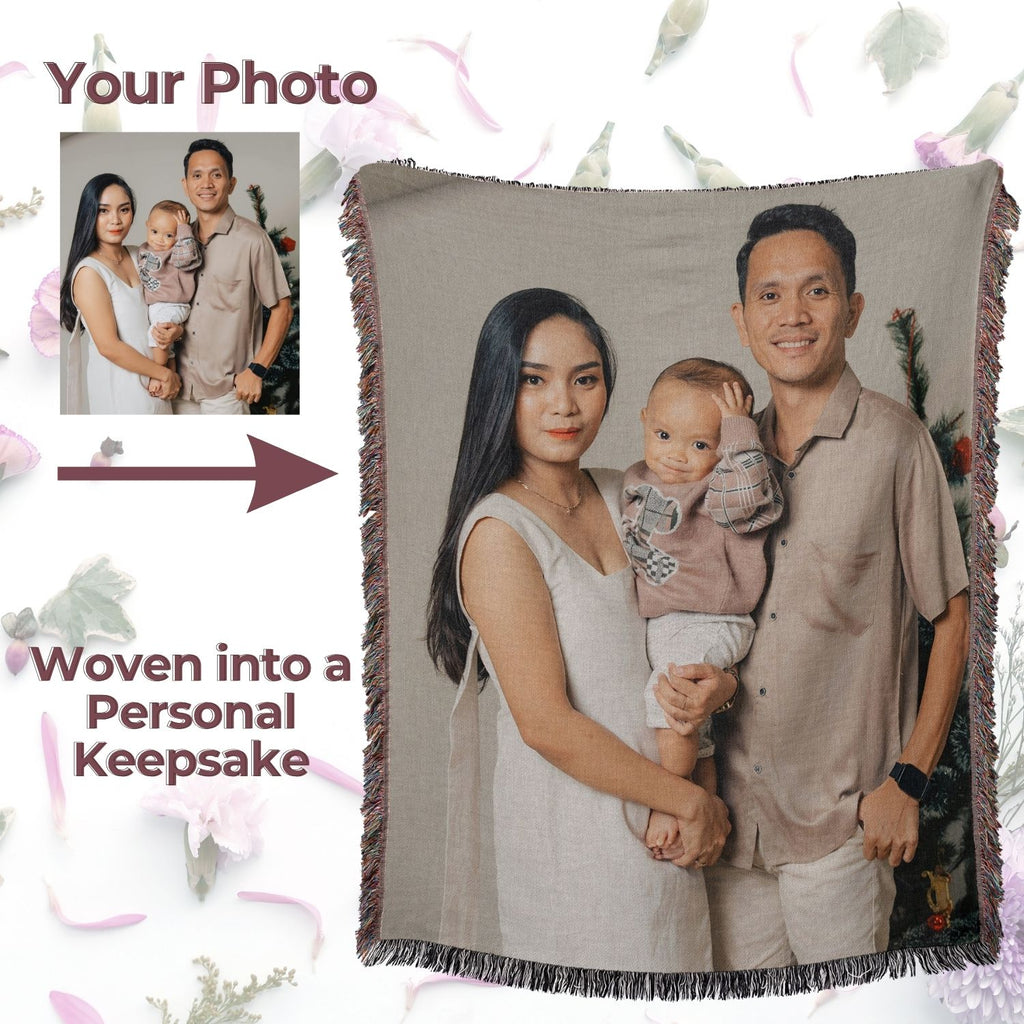 Custom Photo Woven Blanket – Personalized Picture Keepsake