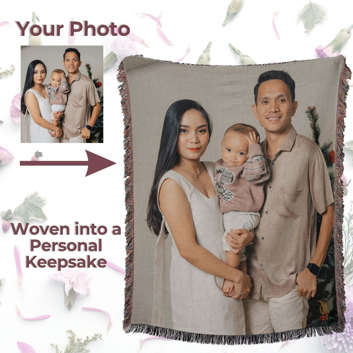 Custom Photo Woven Blanket – Personalized Picture Keepsake