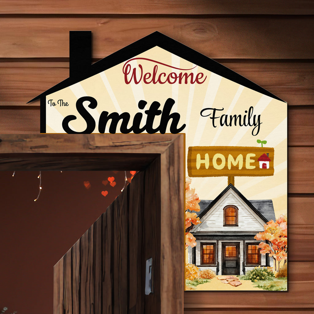 PERSONALIZED Wooden Door Corner | CUSTOM Door Topper Name Plate for Home | Single/Double Layer | 10” & 15” Sizes | Family Name