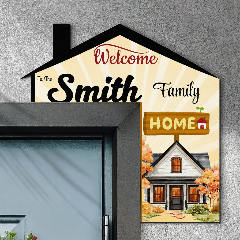 PERSONALIZED Wooden Door Corner | CUSTOM Door Topper Name Plate for Home | Single/Double Layer | 10” & 15” Sizes | Family Name