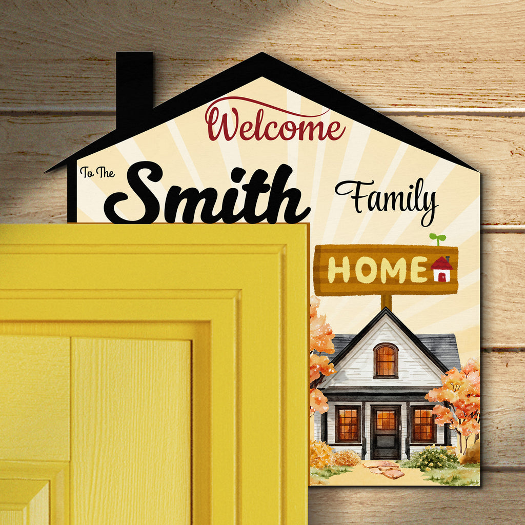 PERSONALIZED Wooden Door Corner | CUSTOM Door Topper Name Plate for Home | Single/Double Layer | 10” & 15” Sizes | Family Name