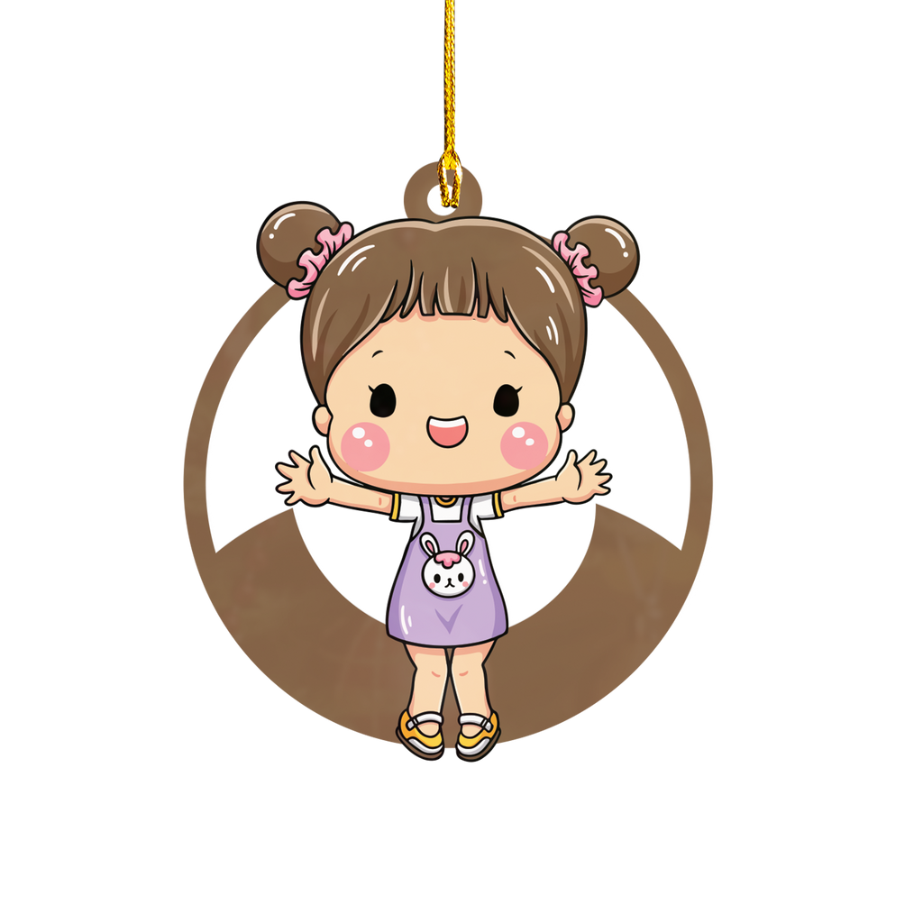 Personalized Xmas Decorations | Custom Acrylic Fun Holiday Christmas Décor | Keepsake Ornaments | Cute Girl