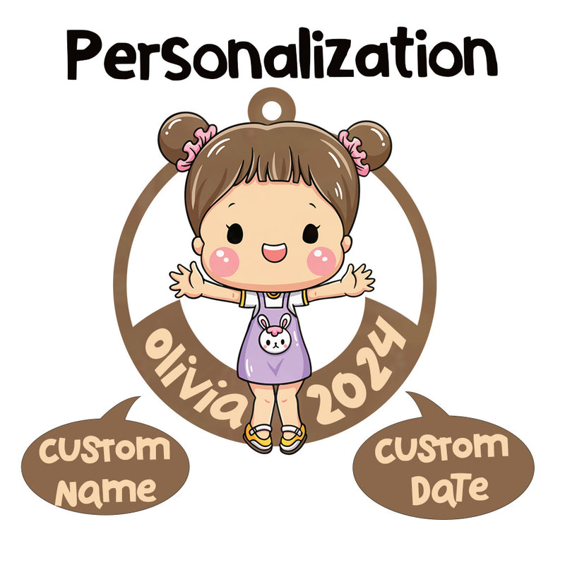 Personalized Xmas Decorations | Custom Acrylic Fun Holiday Christmas Décor | Keepsake Ornaments | Cute Girl