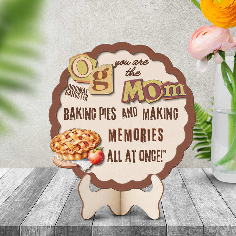 Grandparents day gift | Retro Vintage Cute and Funny Gift for Grand Ma OG Mom | 2-layer Wooden Sign.