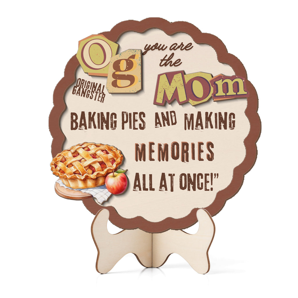 Retro Grandma OG Mom wooden sign with baking-themed artwork