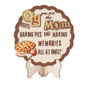 Retro Grandma OG Mom wooden sign with baking-themed artwork