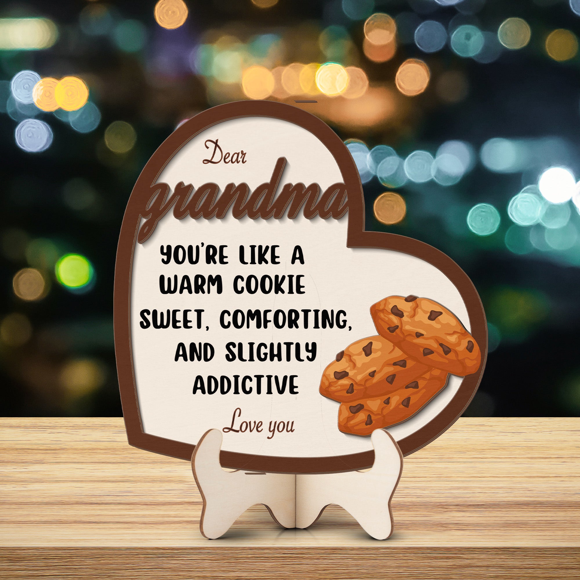 Grandparents day gift | Retro Vintage Cute and Funny Gift for Grand Ma | 2-layer Wooden Sign | Warm Cookie