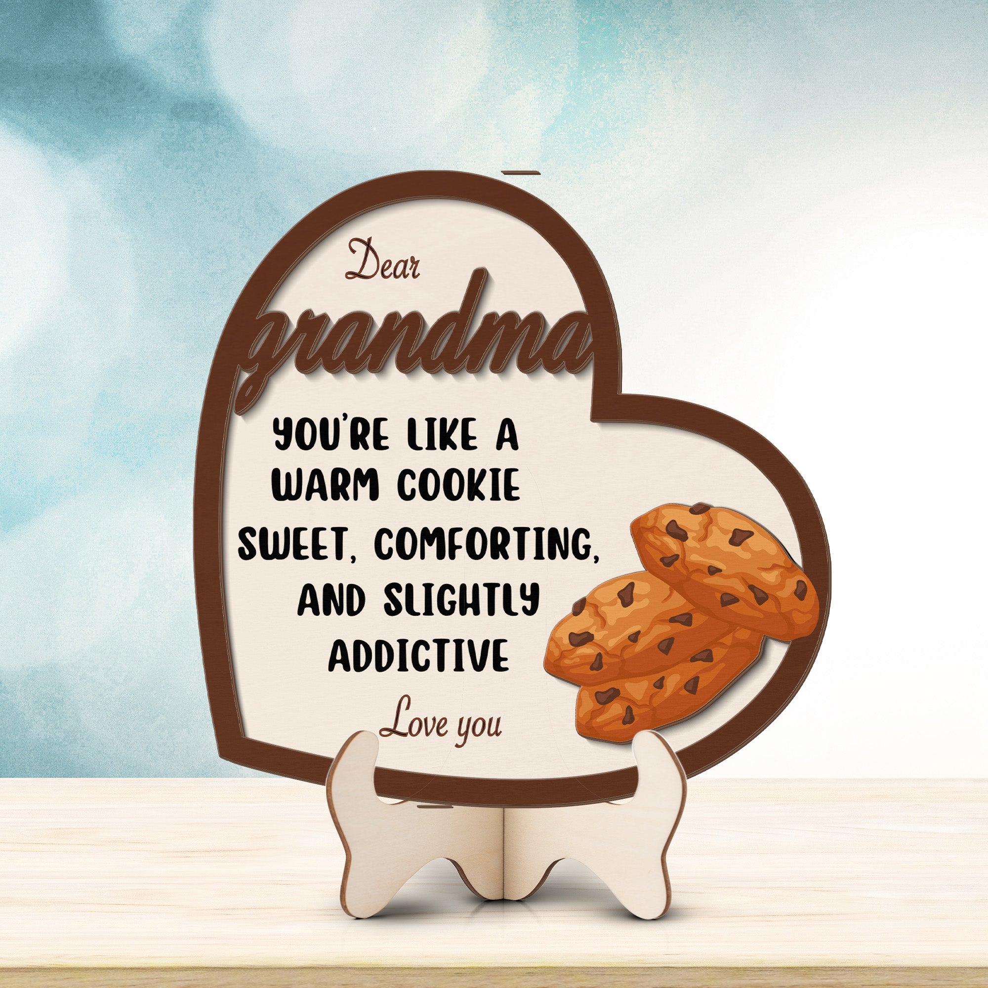 Grandparents day gift | Retro Vintage Cute and Funny Gift for Grand Ma | 2-layer Wooden Sign | Warm Cookie