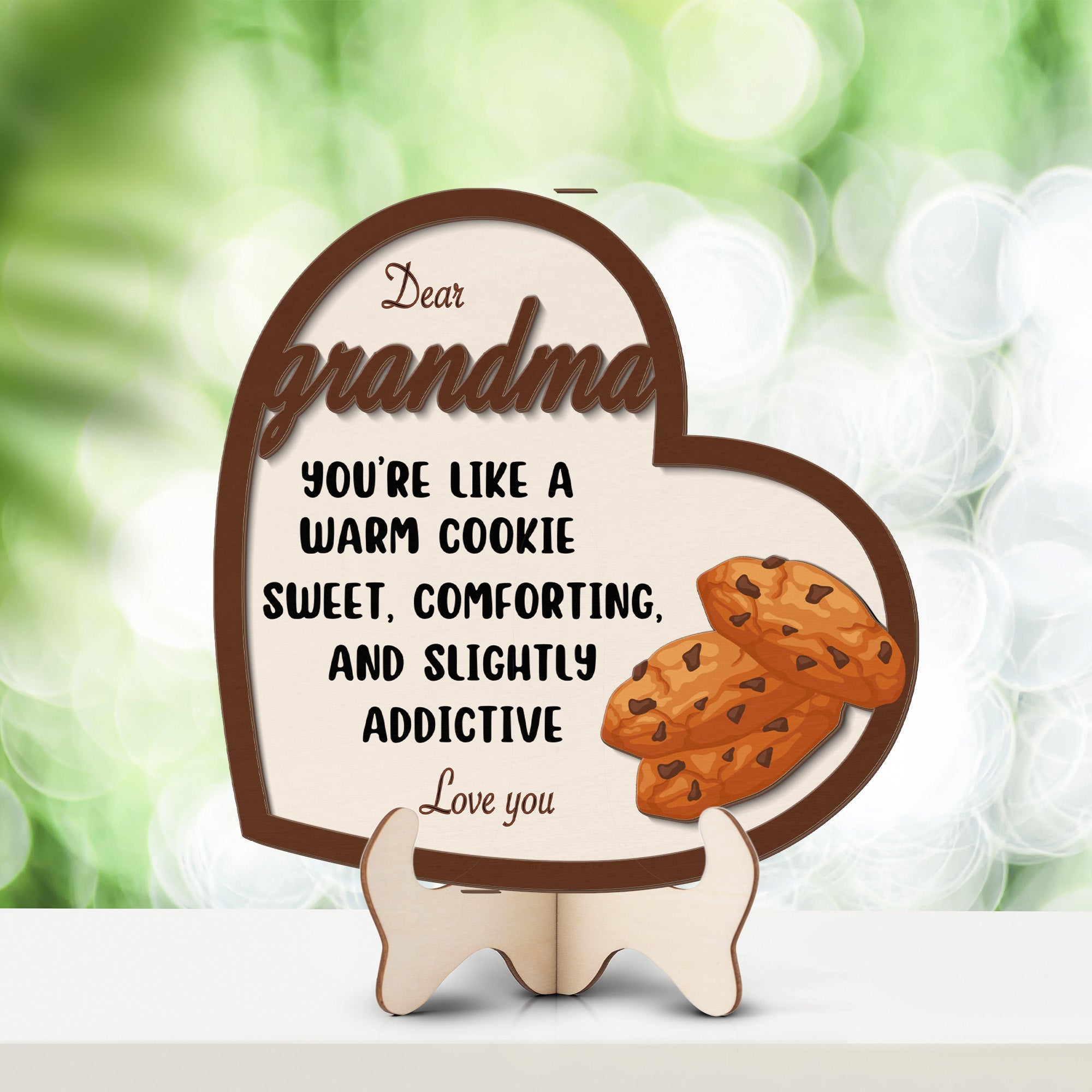 Grandparents day gift | Retro Vintage Cute and Funny Gift for Grand Ma | 2-layer Wooden Sign | Warm Cookie
