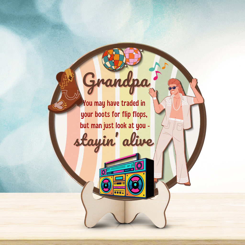Grandpa keepsake sign with fun retro message and colorful artwork