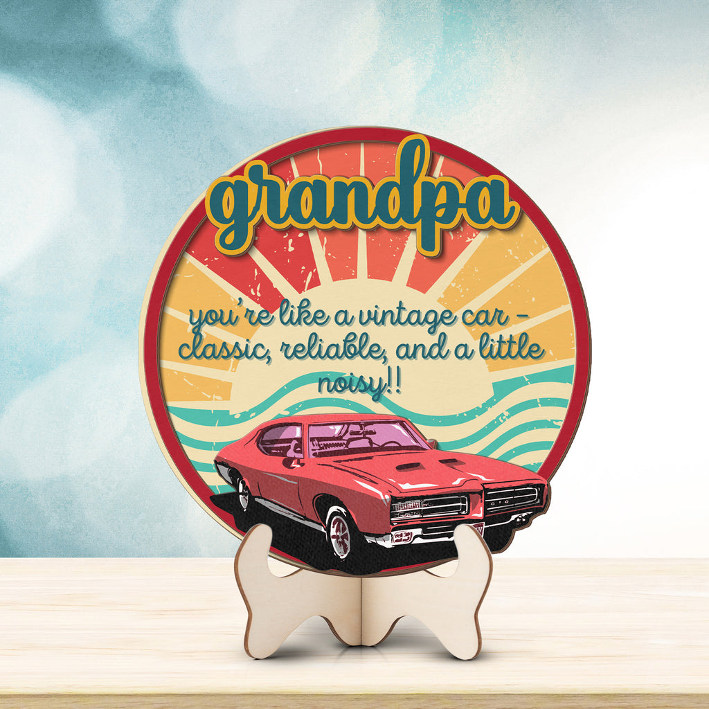 Grandpa gift wooden sign with classic reliable little rusty quote