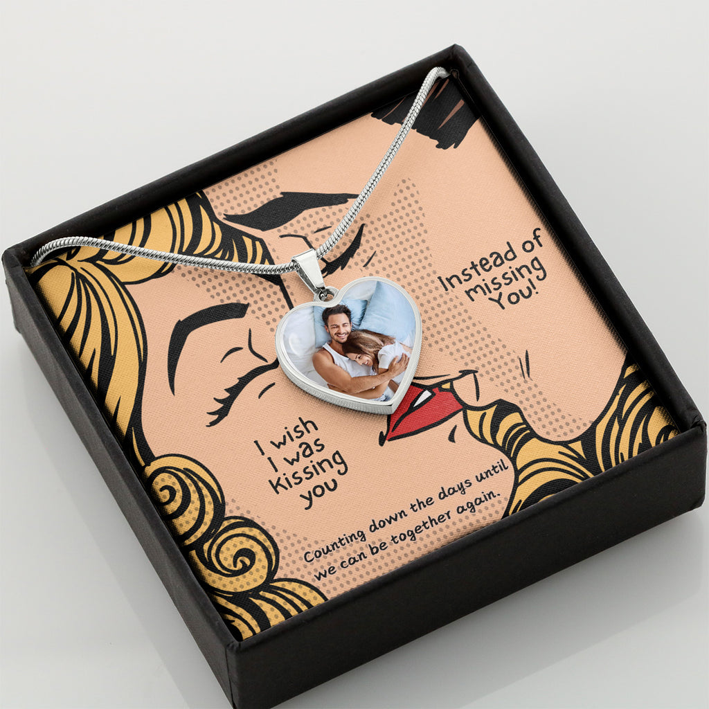 LDR Gift | Long Distance Relationship Gift for Her | Long Distance Love | Cute Funny Gift for Wife or Girlfriend | Photo Pendant | Kissing you