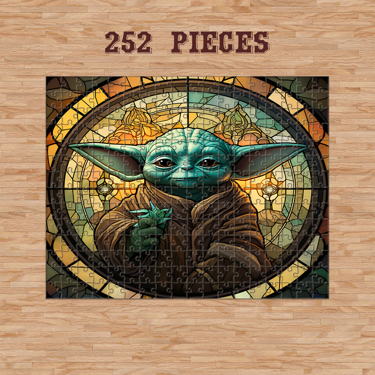 252-piece Green Fantasy Sage Stained Glass wooden jigsaw puzzle